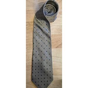 Men's Peacock Gray Silk Tie Novelty Gold Necktie EUC